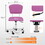 Mesh Task Chair Plush Cushion, Armless Desk Chair Home Office Chair, Adjustable Swivel Rolling Task Chair, Comfortable Mesh Back Computer Work Dressing Chair, Pink W1401P164196
