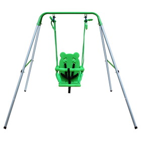 Toddler Baby Swing Set Indoor Outdoor Folding Metal Swing Frame with Safety Harness and Handrails for Backyard W1408120818