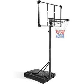 Portable Basketball Hoop & Goal Basketball Stand Height Adjustable 6.2-8.5ft with 35.4inch Transparent Backboard & Wheels for Youth Teenagers Outdoor Indoor Basketball Goal Game Play W140860506