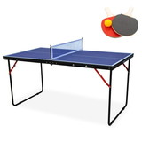 Table Tennis Table Midsize Foldable & Portable Ping Pong Table Set with Net and 2 Ping Pong Paddles for Indoor Outdoor Game W140860518