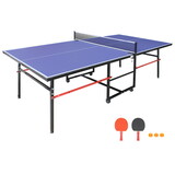 8ft Mid-Size Table Tennis Table Foldable & Portable Ping Pong Table Set for Indoor & Outdoor Games with Net, 2 Table Tennis Paddles and 3 Balls W1408P153471
