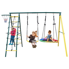 Indoor/Outdoor Metal Swing Set with Safety Belt for Backyard W1408P169751