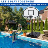 Portable Poolside Basketball Hoop Swimming Pool 3.1ft to 4.7ft Height-Adjustable Basketball System Goal Stand for Kids W1408P310194