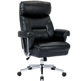 High Back Executive Office Chair 300lbs-Ergonomic Leather Computer Desk Chair, Thick Bonded Leather Office Chair for Comfort and Lumbar Support, Adjustable Rock Back Tension(black)