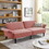 Velvet Futon Couch Convertible Folding Sofa Bed Tufted Couch with Adjustable Armrests for Apartment W1413P147476