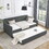 Twin Size Daybed with Twin Size Trundle Upholstered Tufted Sofa Bed, Waved Shape Arms, Grey (80.5"x44.5"x33.5") W1413S00011