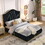 W1413S00043 Black+Upholstered+Box Spring Not Required+Queen+Wood