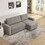 Modular Corduroy Upholstered 3 Seater Sofa Bed with Storage for Home Apartment Office Living Room, Free Combination, L Shaped, Grey W1413S00051