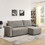 Modular Corduroy Upholstered 3 Seater Sofa Bed with Storage for Home Apartment Office Living Room, Free Combination, L Shaped, Grey W1413S00051