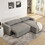 Modular Corduroy Upholstered 3 Seater Sofa Bed with Storage for Home Apartment Office Living Room, Free Combination, L Shaped, Grey W1413S00051