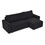 Modular Corduroy Upholstered 3 Seater Sofa Bed with Storage for Home Apartment Office Living Room, Free Combination, L Shaped, Black W1413S00053