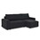 Modular Corduroy Upholstered 3 Seater Sofa Bed with Storage for Home Apartment Office Living Room, Free Combination, L Shaped, Black W1413S00053