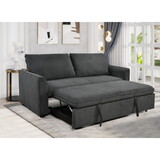 78 inch 3 in 1 Convertible Sleeper Sofa Bed, Modern Fabric Loveseat Futon Sofa Couch w/Pullout Bed, Small Love Seat Lounge Sofa w/Reclining Backrest, Furniture for Living Room, Dark Gray W1417131880