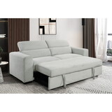 88 inch Convertible Sofa Couch with Pull Out Bed, Modern Lounge Sleeper Sofa Set with Adjustable Headrest, Small Loveseat Furniture for Living Room, Light Gray W1417131895