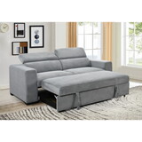 88 inch Convertible Sofa Couch with Pull Out Bed, Modern Lounge Sleeper Sofa Set with Adjustable Headrest, Small Loveseat Furniture for Living Room,Dark Gray W1417131897