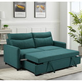 3 in 1 Convertible Sleeper Sofa Bed, Fabric Loveseat Futon Sofa Couch w/Pullout Bed, Small Love Seat Lounge Sofa w/Reclining Backrest, Furniture for Living Room, Green