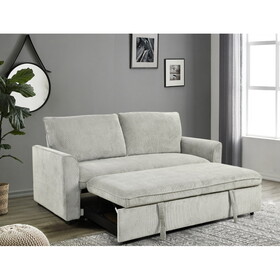 78 inch 3 in 1 Convertible Sleeper Sofa Bed, Modern Fabric Loveseat Futon Sofa Couch w/Pullout Bed, Small Love Seat Lounge Sofa w/Reclining Backrest, Furniture for Living Room,Light Grey