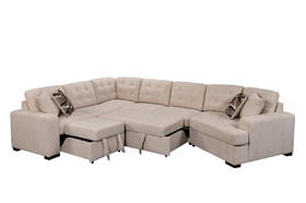 149" Oversized Sectional Large Upholstered U-Shape Sectional Sofa, Extra Wide Chaise Lounge Couch for Home, Bedroom, Apartment, Dorm, Office, Beige