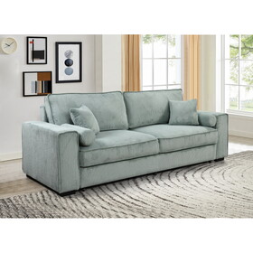 91"Large Sofa Bed with Storage, Modern 3 Seater Couch Furniture, Three-seat Classic Upholstered Back Sofa for Small Spaces, Living Room, Bedroom, Apartment,Light Green W1417S00036