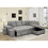 Sectional Pull Out Sofa Bed 101" Reversible L-Shaped Corner Sleeper Upholstered Couch with Storage Ottoman, 2 Pillows,USB Ports,2 Stools for Living Room Furniture Sets,Apartments, Light Gray