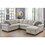 117" Oversized Sectional Sofa with Storage Chaise, Rolled Arms U Shaped Sectional Couch,Removable Soft Backrest Cushions, with 4 Throw Pillows for Large Space Dorm Apartment,Beige W1417S00044