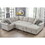 117" Oversized Sectional Sofa with Storage Chaise, Rolled Arms U Shaped Sectional Couch,Removable Soft Backrest Cushions, with 4 Throw Pillows for Large Space Dorm Apartment,Beige W1417S00044