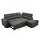 99.5" Modern 2 in 1 Convertible Sofa Bed with Pull-Out Bed and Chaise Lounge with Adjustable Headrest, L Shaped Couches, w/Storage Ottoman, and Cup Holder, Dark Grey W1417S00069