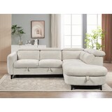 Sectional Sofa Bed Sleeper Sofa with Storage Chaise 2 in 1 Pull Out Couch Bed for Living Room Sectional Couch with Pull Out Bed, Beige