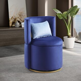 360° Swivel Accent Chair with Storage Function, Velvet Curved Chair with Gold Metal Base for Living Room, Nursery, Bedroom W1420127819