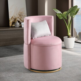 360&#176; Swivel Accent Chair with Storage Function, Velvet Curved Chair with Gold Metal Base for Living Room, Nursery, Bedroom W1420127820