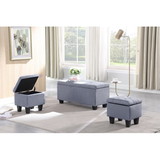 Large Storage Ottoman Bench Set, 3 in 1 Combination Ottoman, Tufted Ottoman Linen Bench for Living Room, Entryway, Hallway, Bedroom Support 250lbs W142063971