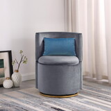 360° Swivel Accent Chair with Storage Function, and Velvet Pillow, Velvet Curved Chair with Gold Metal Base for Living Room, Nursery, Bedroom W142072228