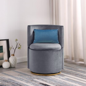 360&#176; Swivel Accent Chair with Storage Function, and Velvet Pillow, Velvet Curved Chair with Gold Metal Base for Living Room, Nursery, Bedroom W142072228