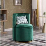 360° Swivel Accent Chair with Storage Function, Velvet Curved Chair with Gold Metal Base for Living Room, Nursery, Bedroom W142084606