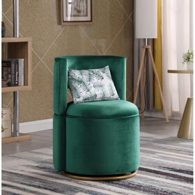 360&#176; Swivel Accent Chair with Storage Function, Velvet Curved Chair with Gold Metal Base for Living Room, Nursery, Bedroom W142084606