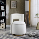 360° Swivel Accent Chair with Storage Function, Velvet Curved Chair with Gold Metal Base for Living Room, Nursery, Bedroom W142084607