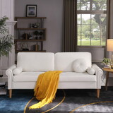 Living Room Sofa,3-Seater Sofa, with Copper Nail on Arms,Three Pillow,White W1420S00001