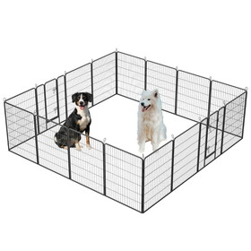 Dog Playpen Outdoor, 16 Panels Dog Pen 40" Height Dog Fence Exercise Pen with Doors for Large/Medium/Small Dogs, Portable Pet Playpen for Yard, RV, Camping, Hammer Paint Finish