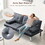 Convertible Sofa Bed Adjustable Couch Sleeper Modern Faux Leather Recliner Reversible Loveseat Folding Daybed Guest Bed, Removable Armrests, Cup Holders, 3 Angles, Gray W1422131954