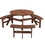 6-Person Circular Outdoor Wooden Picnic Table for Patio, Backyard, Garden, DIY w/ 3 Built-in Benches, 1720lb Capacity - Brown W142281086