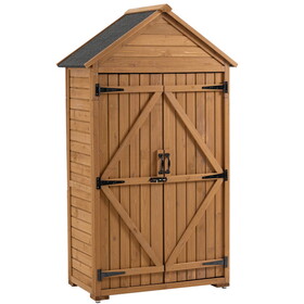 Outdoor Storage Cabinet, Garden Wood Tool Shed, Outside Wooden Shed Closet with Shelves and Latch for Yard 39.56"x 22.04"x 68.89" W142291651