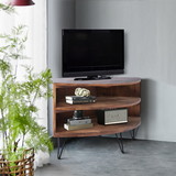 Fan Shape Reclaimed Wood Corner Media Table for Living Room Wise Use Your Space W142562429