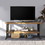 Media Console Table with one shelf to your Home decor, Natural Reclaimed wood and black finish W142562432