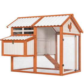 Weatherproof outdoor chicken coop with waterproof PVC roof. Outdoor chicken coop with removable bottom for easy cleaning.Large space Coop suitable for 6-8 chickens. P-W1427126058