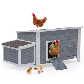 Large Wooden Chicken Coop with Perches and Nesting Box, Weatherproof Chicken/Rabbit/Duck House W142779965