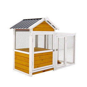 Large outdoor chicken coop Wooden chicken coop, duck coop with nest box, bird cage, rabbit cage - waterproof PVC board ( yellow brown gradient 80 ")L