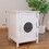 Cat Litter Box Enclosure, Hidden Litter Box Furniture Cabinet, Indoor Cat House Side Table, Large Pet Crate Nightstand, Kitty Litter Box Loo Washroom (White) W1431121842