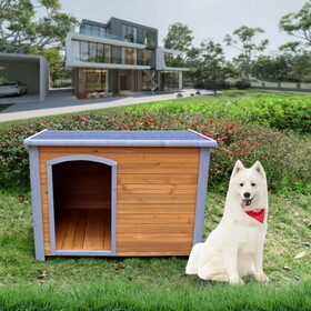Dog House Outdoor & Indoor Heated Wooden Dog Kennel for Winter with Raised Feet Weatherproof for Large Dogs