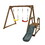 Wood Swing Set for Backyard, 2 in 1 Outdoor Swing Set with Slide, Climbing Rope Ladder Kids Backyard Playset W1431S00001