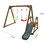 Wood Swing Set for Backyard, 2 in 1 Outdoor Swing Set with Slide, Climbing Rope Ladder Kids Backyard Playset W1431S00001
